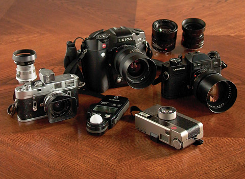 Leica M4 Leitz Leicaflex SLmot Leica R8 motorwinder Leica Minilux