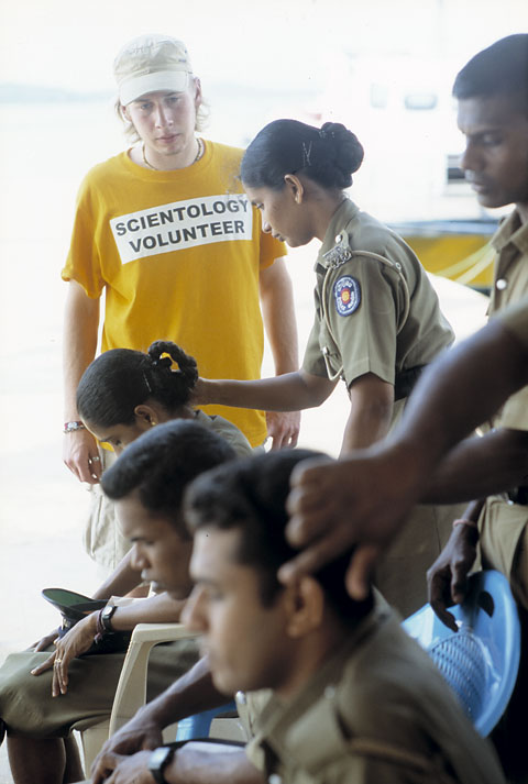 A Scientology Volunteer supervises staff of the Harbor Police in Trincomalee, Sri Lanka. On request from the police chief the Scientology Volunteers trained most of the police and military staff in the North-East Sri Lanka.